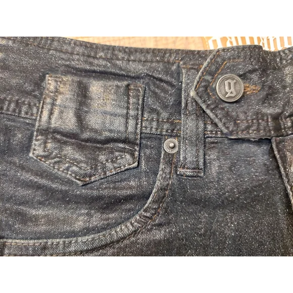 John Galliano Embossed G Midnight Blue Coated Cotton Sparkle Cropped Jeans Sz 25 - Picture 13 of 16